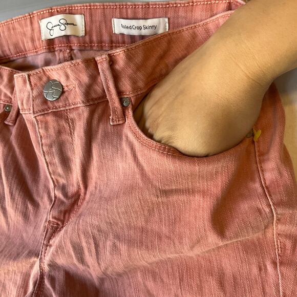 Jessica Simpson Rolled Crop Skinny Jeans size 4/27 Pink Mid Rise Stretch - Picture 8 of 11